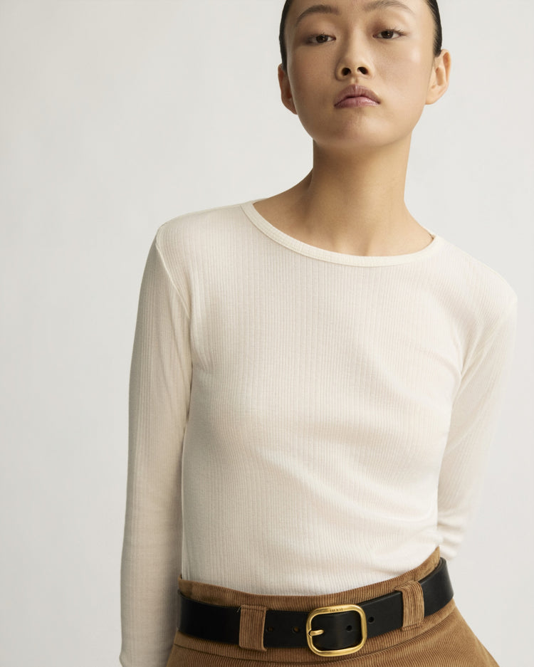 Clark Long Sleeve Tee in Chalk
