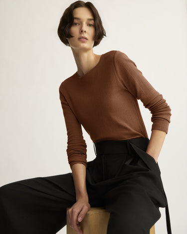 Clark Long Sleeve Tee in Chocolate