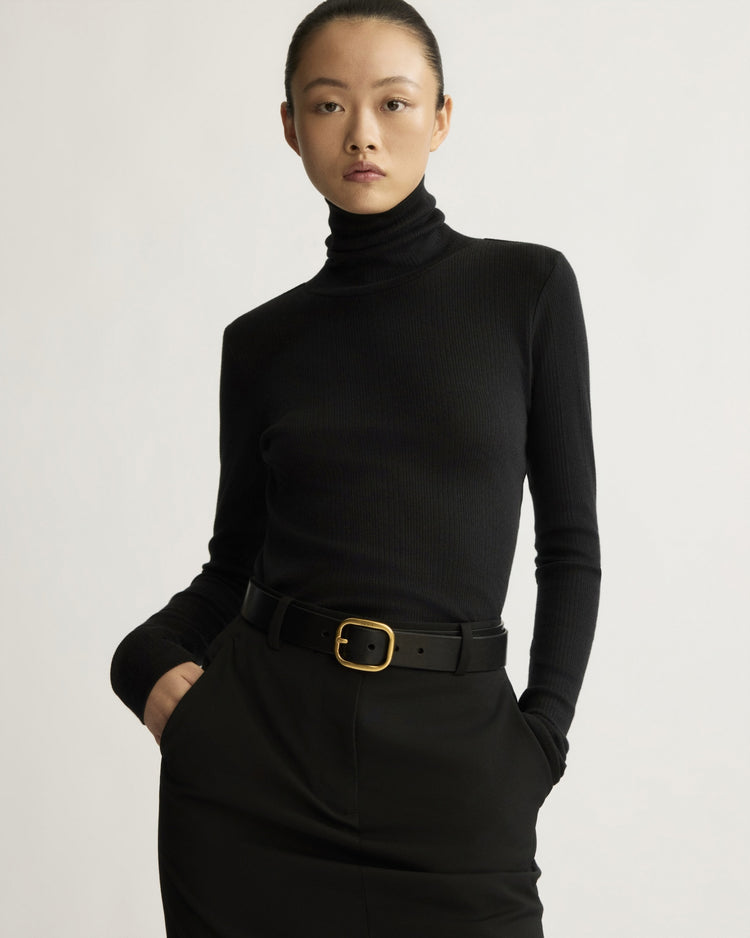 Clinton Long Sleeve Turtleneck in Black