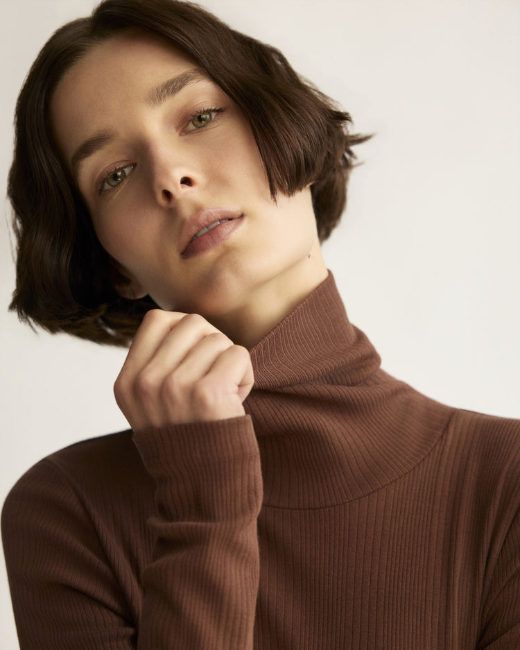 Clinton Long Sleeve Turtleneck in Chocolate