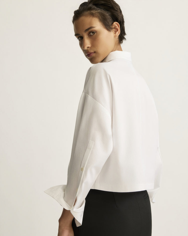 Hester Striped Button Down Shirt in Corded White