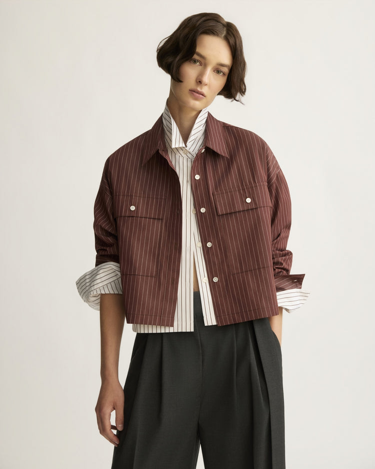 Hester Striped Button Down Shirt in Oxblood Stripe