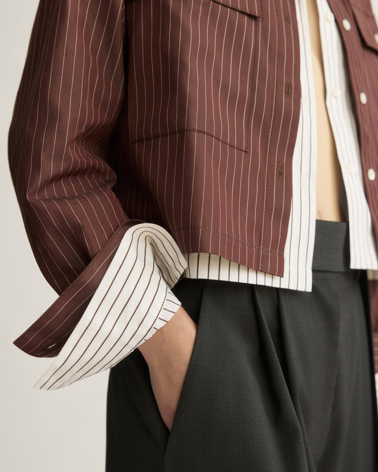 Hester Striped Button Down Shirt in Oxblood Stripe