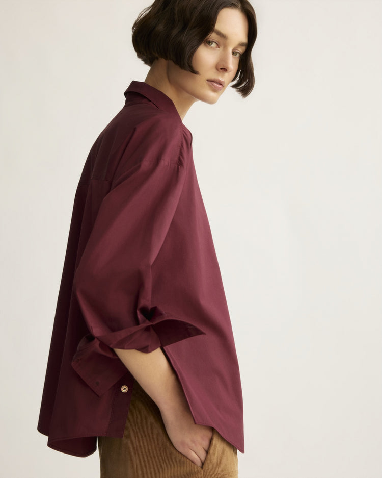 Watts Side Button Shirt in Berry