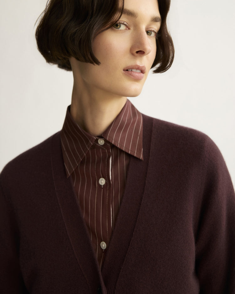 Bleeker Shaped Cardigan in Eggplant