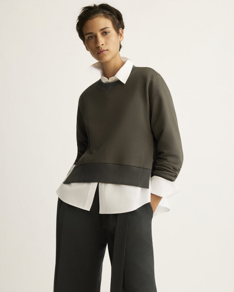 Kent Crewneck with Snaps in Granite