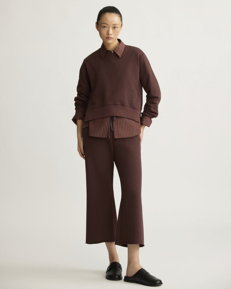 Kane Cropped Wide Sweatpants in Oxblood
