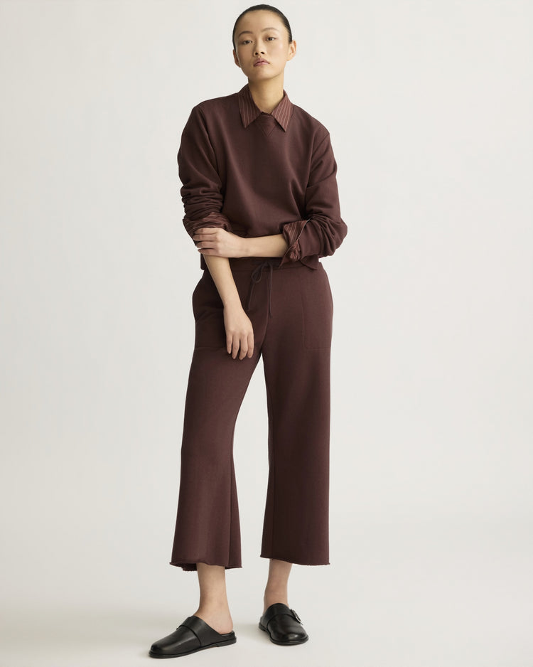 Kane Cropped Wide Sweatpants in Oxblood