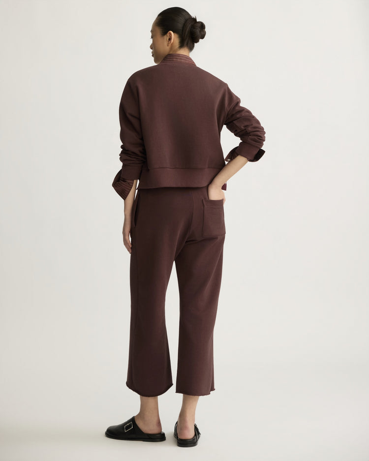 Kane Cropped Wide Sweatpants in Oxblood
