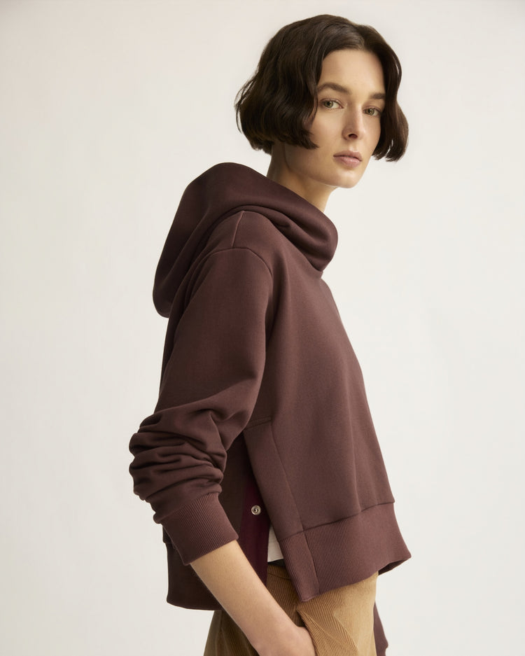 Morris Hoodie with Snaps in Oxblood
