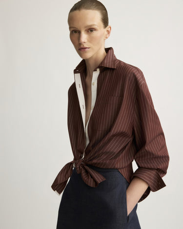 Webster Striped Boyfriend Shirt in Oxblood Stripe