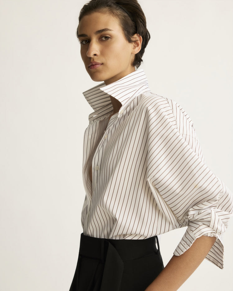 Crosby Striped Dolman Shirt in Chocolate Stripe