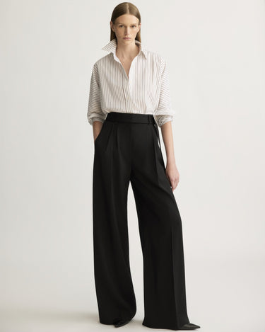 Heath Pleated Barrel Trouser in Black