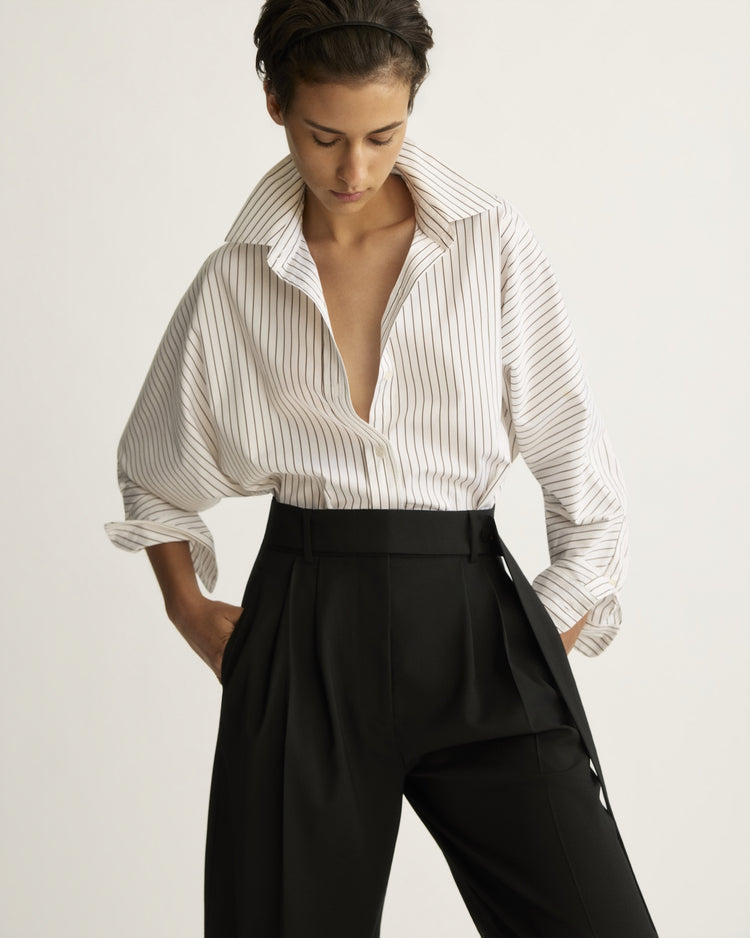 Crosby Striped Dolman Shirt in Chocolate Stripe