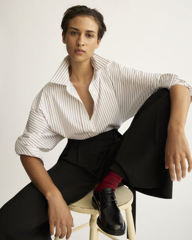 Crosby Striped Dolman Shirt in Chocolate Stripe