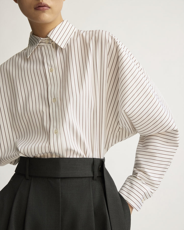 Crosby Striped Dolman Shirt in Chocolate Stripe
