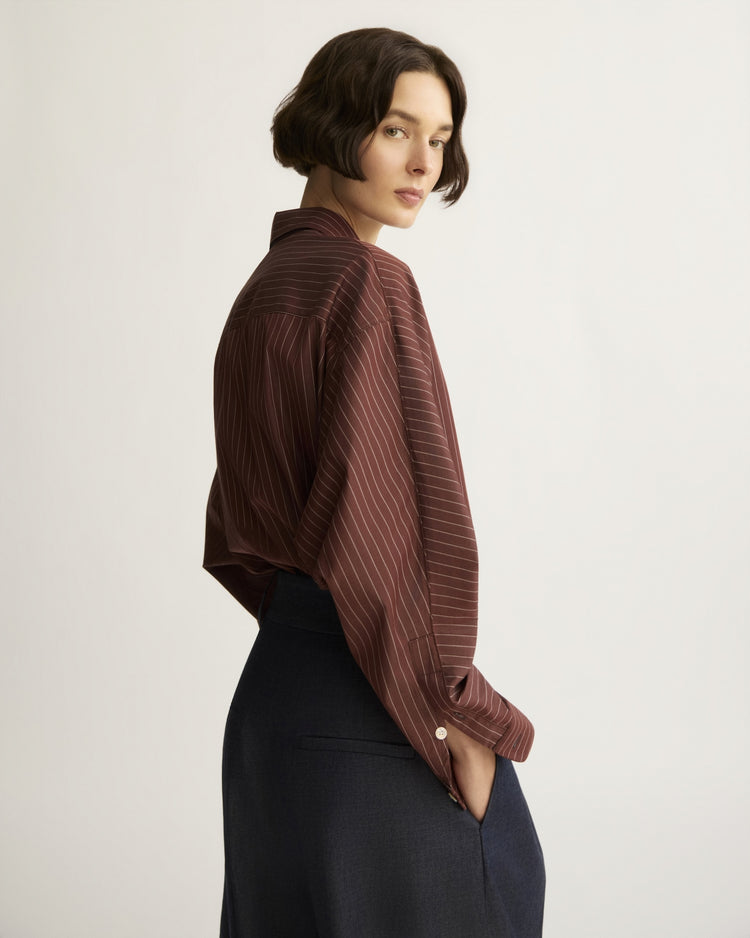 Crosby Striped Dolman Shirt in Oxblood Stripe