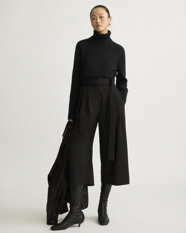 Worth Chunky Turtleneck with Side Buttons in Black