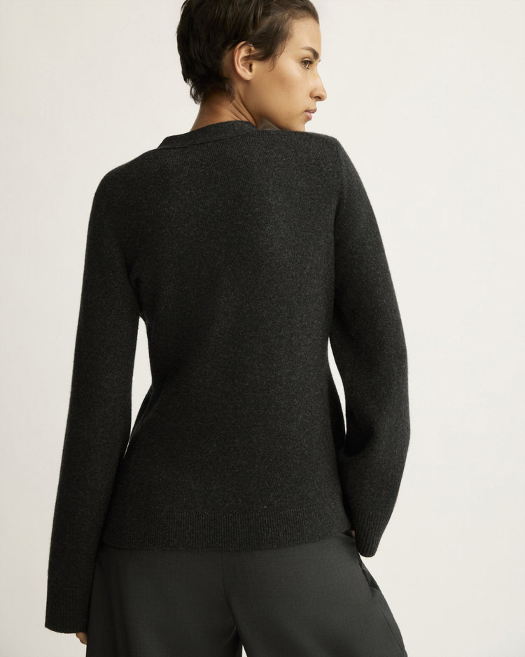 Bleeker Shaped Cardigan in Charcoal