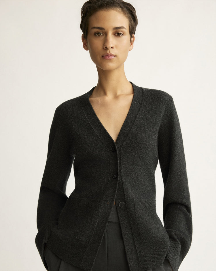 Bleeker Shaped Cardigan in Charcoal