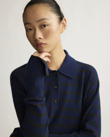 Broome Striped Polo in Indigo Stripe