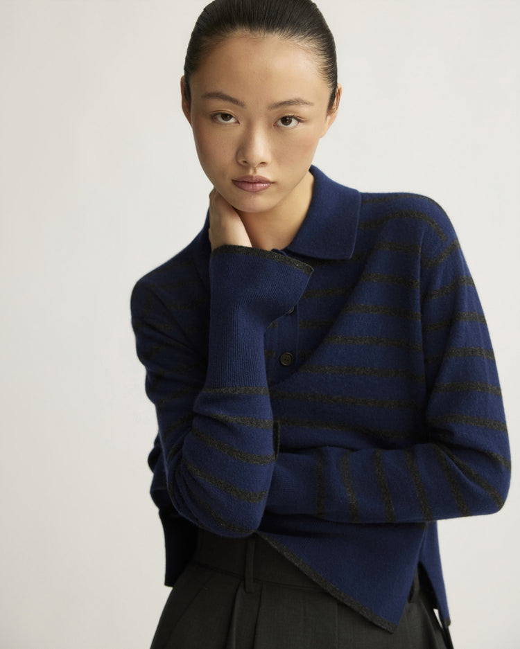 Broome Striped Polo in Indigo Stripe