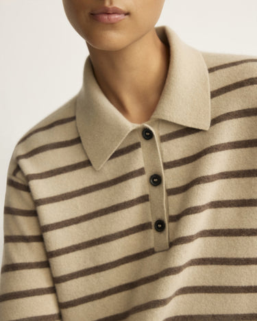 Broome Striped Polo in Latte Stripe