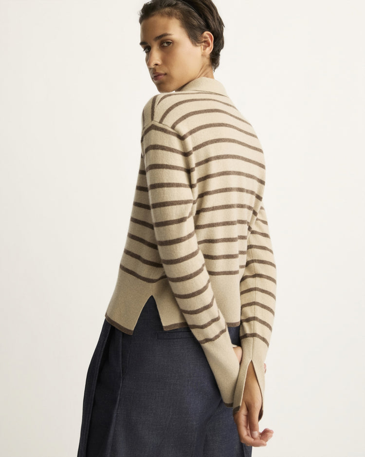 Broome Striped Polo in Latte Stripe
