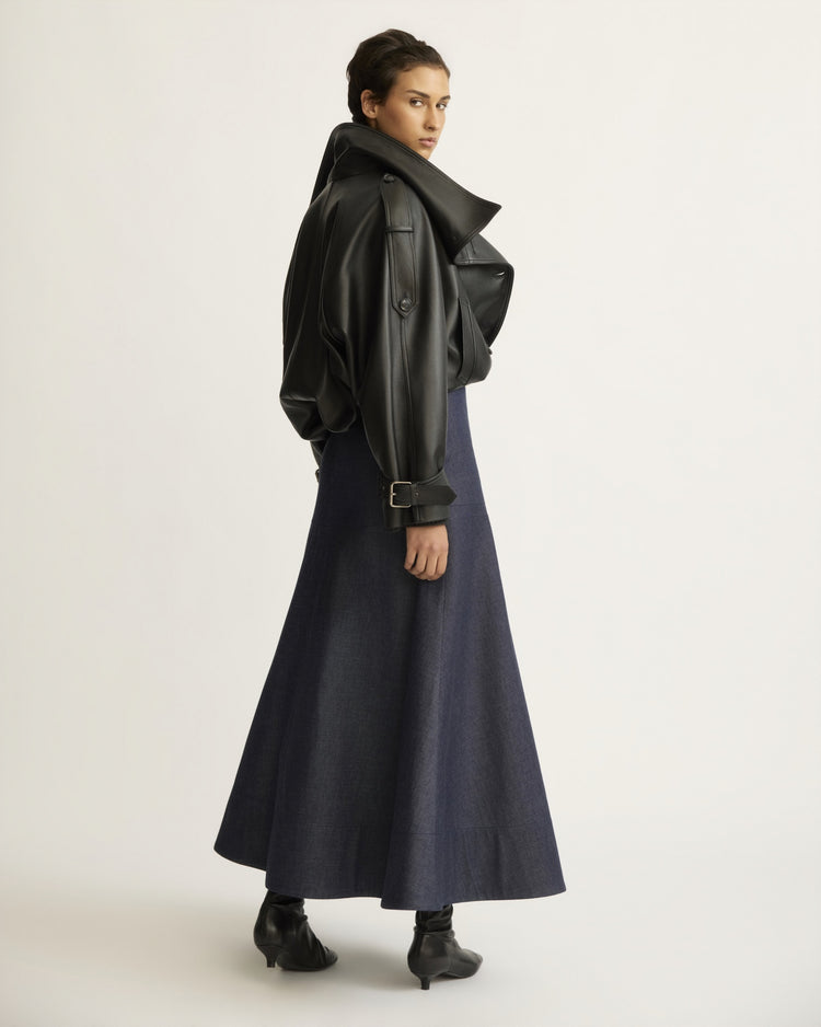 Elizabeth Long A-Line Skirt in Indigo