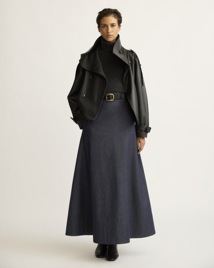 Elizabeth Long A-Line Skirt in Indigo