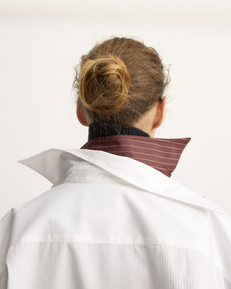 Watts Striped Side Button Shirt in Corded White